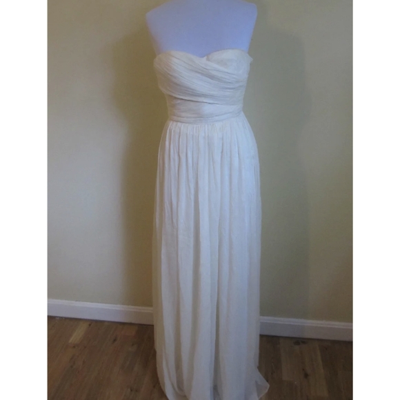 🆕️JCREW Ivory Champagne Silk Chiffon Formal Wedding Gown Bridesmaid Dress 20 - Picture 9 of 12